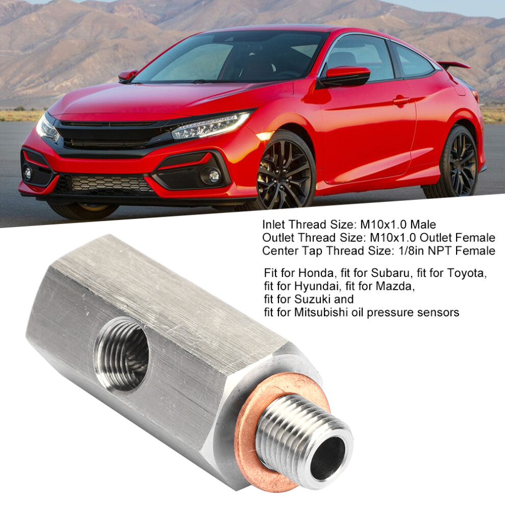 1/8In Npt Oil Pressure Sensor Tee To M10 10X1.0 Male Adapter Turbo Supply Feed Line Gauge 8101323781705