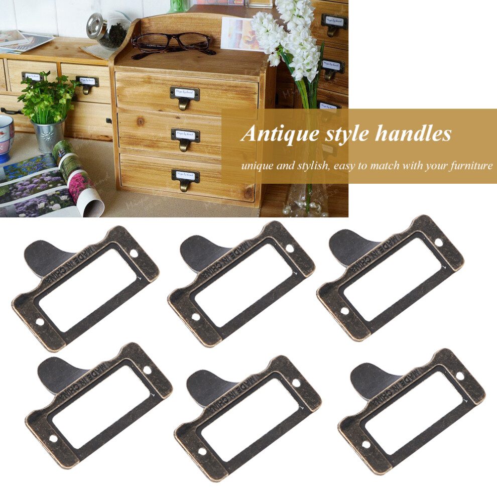 6Pcs Bronze Label Pulls Frame Handle File Name Card Holder Medicine Cabinet Pulls 7661323782368