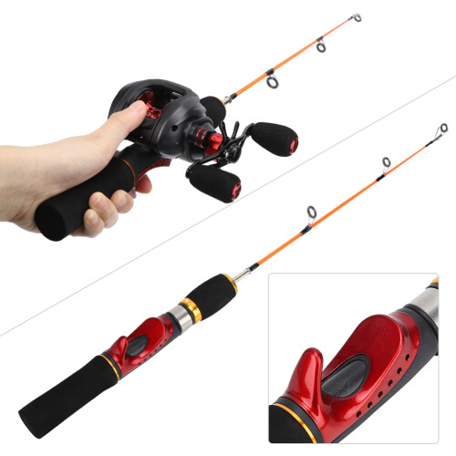 52cm Ice Fishing Rod Pole Two Sections Three Guide Ring FRP Fiber Material Accessory 2