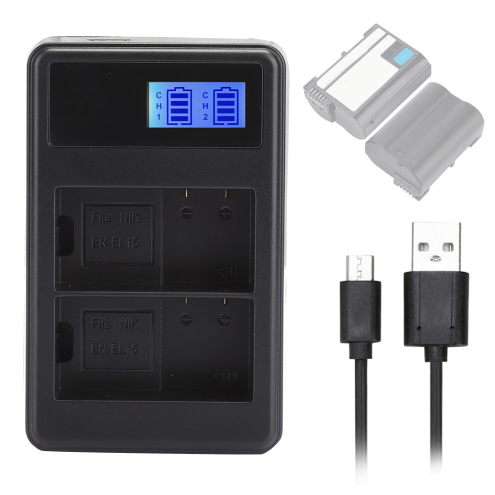 Seivi En El15portable Camera Battery Charger Charging Lcd Electric Quantity Display Dual Slot For Nikon V1 D500 D600 D610 D750 D800 D7000 9361323783515