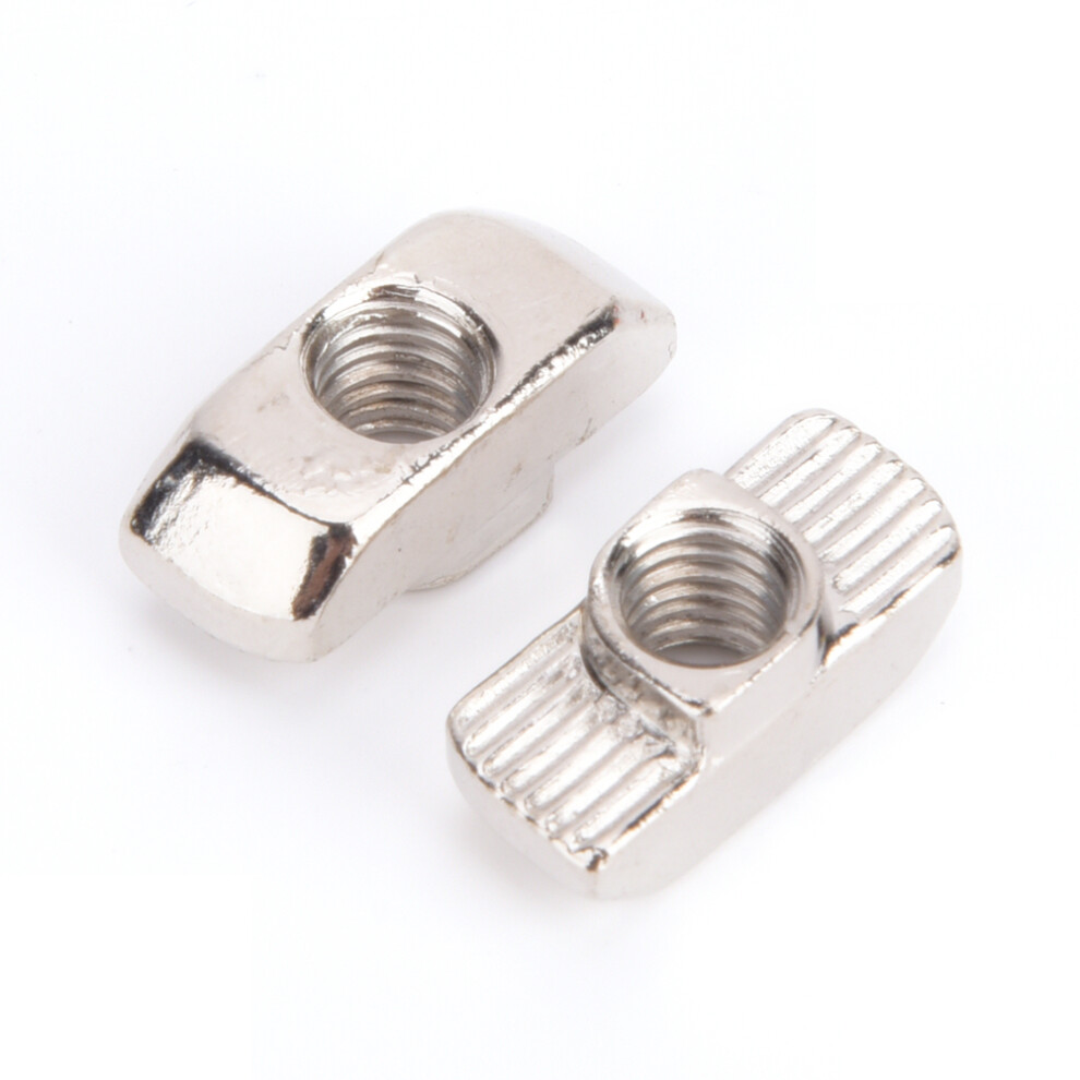 100Pcs T Slot Nut Nickel Plating Carbon Steel Sliding Fasteners For Aluminium Profiles(M6 ) 8451323784368