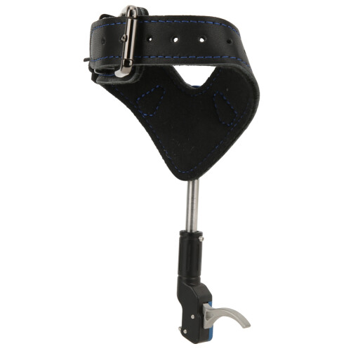Blue Aluminium Alloy Leather Comfortable Adjustable Length Bow Trigger Wrist Strap Archery Release Aid 2