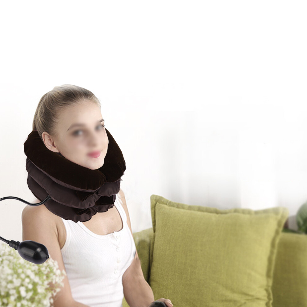 3 Layer Inflatable Cervical Neck Support Pain Relief  Neck Traction DevicesCoffee