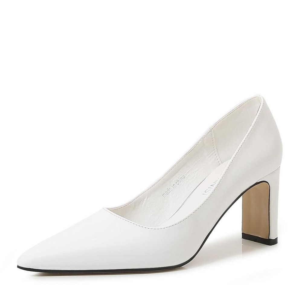 (white, 46) Women High Heels Office New Banquet Elegant And Versatile Daily Shoes 7.5cm Heel Wz