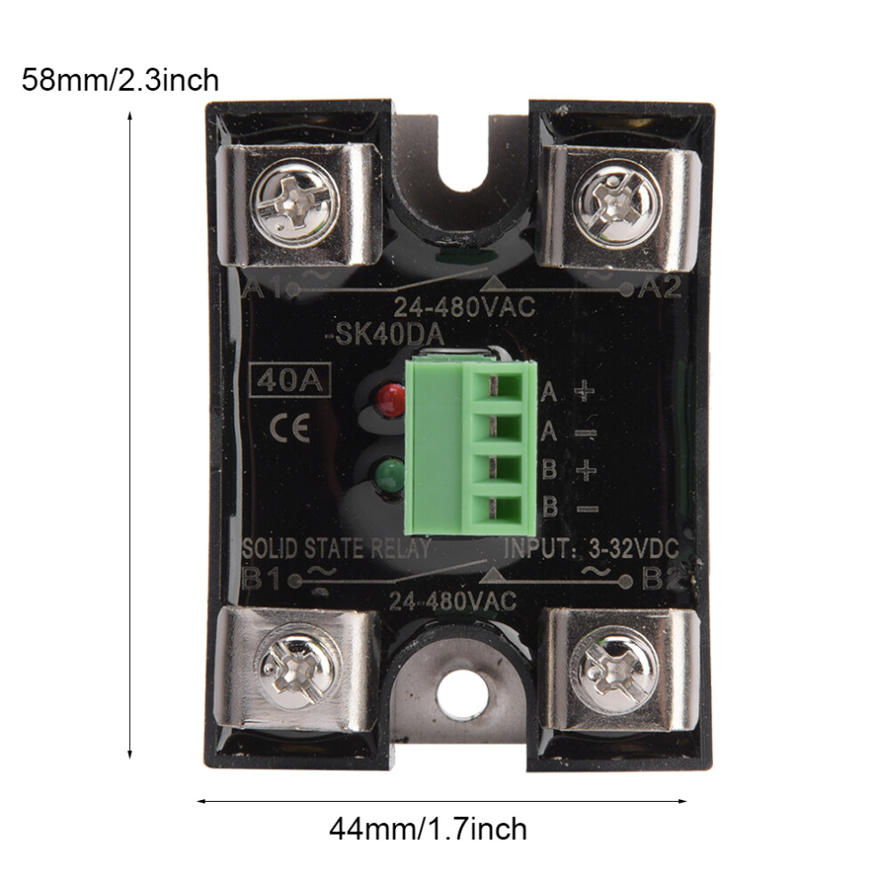 Berm Solid State Relay Dual Channel Dc Control Dual Channel Ac Single Phase Ssr 24-480Vac(40A(Berm-Sk40da) ) 8401323790340