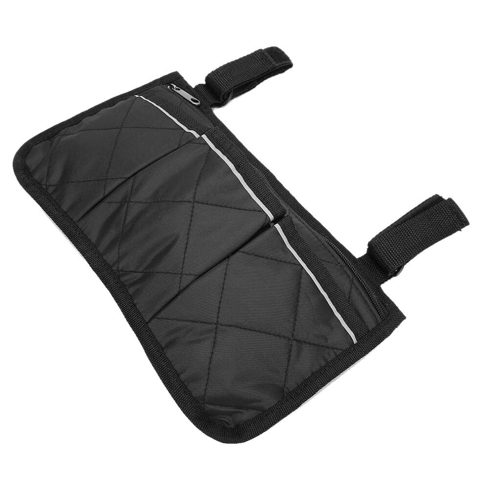 Multiple Pockets Large Capacity Wheelchair Armrest Side Bag Wheelchair Storage OrganizerBlack