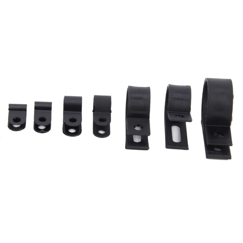 200Pcs Plastic Nylon Cable Clamp R Type P Type Wire Clip Fasteners Assorted Box(Black ) 4681323793211