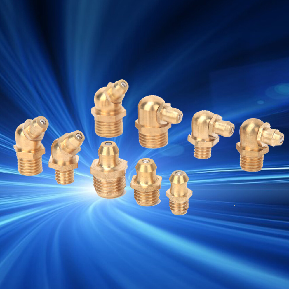 160Pcs Brass Grease Nipple Grease Zerk Nipple Fitting M6/M8/M10 45/ 90/180 Degree 4991323793204