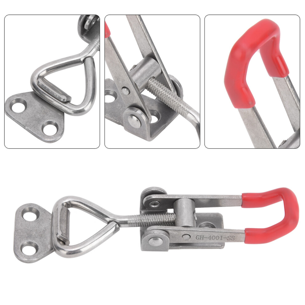 2Pcs Toggle Clamp Clip 304 Stainless Steel Adjustable Buckle Quick Fixture Hand Tool 8751323793231