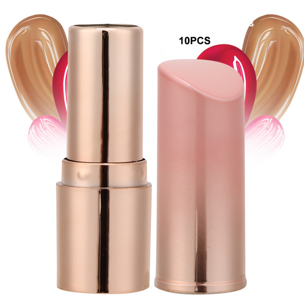 Pink/Gold 10Pcs Round Empty Lipstick Tube Lip Balm Refillable Shell Container Diy Case And Gradient