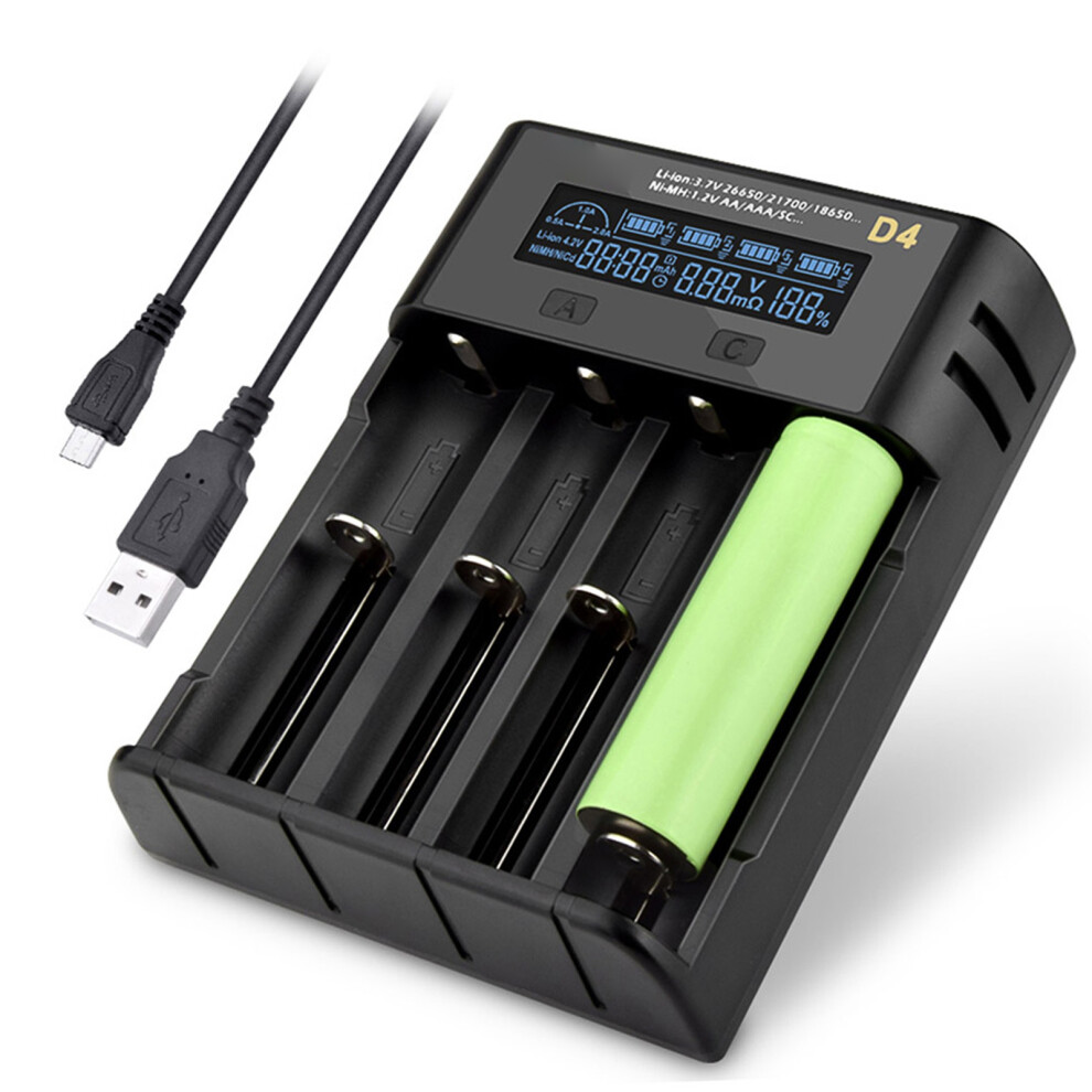 D4 Lcd Lithium Battery Battery Charger 4 Slot For Lithium Battery 21700 26650 Lithium Aa Aaa Nimh Battery 8321323796633