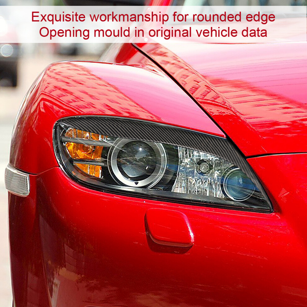 Headlight Eyebrow Carbon Fiber Front Lamp Eyelids Trim Stickers Fits For Mazda Rx8 Coupe 2004-2008 4351323798430