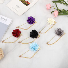 6 Stück Ribbon-Blatt-Broschenset, Blumen-Pin für Hemden, 9x4cm, Mehrfarbig
