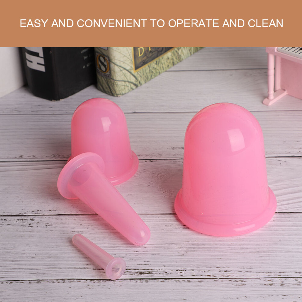 4Pcs Cupping Cup Vacuum Body Massage Helper Anti Cellulite Silicone Health Care ToolPink
