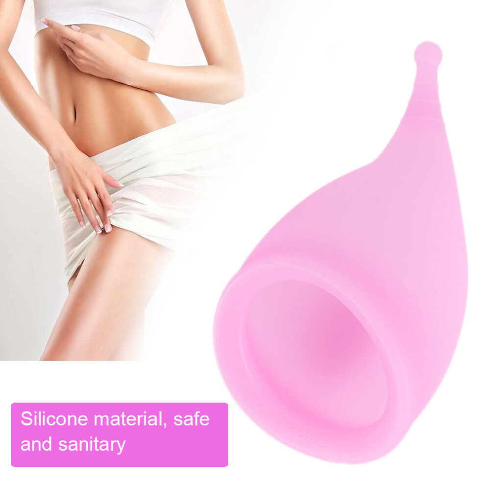 Pink Silicone Women Reusable Menstrual Cup Collector Safe Female Period Lady Feminine Hygiene Cup( L S )