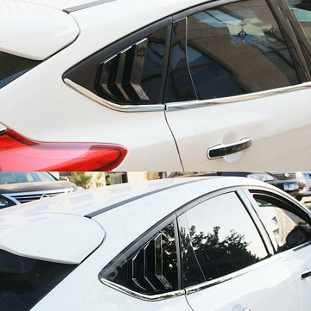 1 Pair Car Rear Window Louver Decor Accessory Fit For Ford Focus St Rs Mk3 12-18 Bright Black 4941323806640