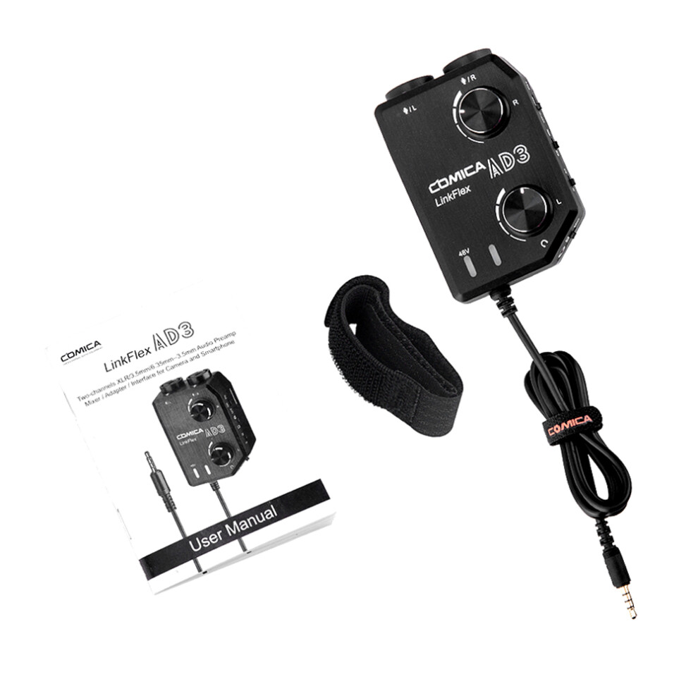 CoMica LINKFLEX AD3 Two-channels XLR/3.5mm/6.35mm-3.5mm Audio Preamp Mixer / Adapter / Interface for 3.5mm DSLR Cameras and Smartphones