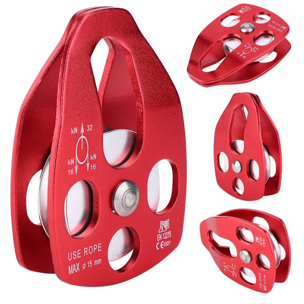 Outdoor Portable Aviation Aluminum Side Plate Climbing Single Sheave Fixed Pulley For Climbing Rescue High Altitude Brakedownred 8431323810427