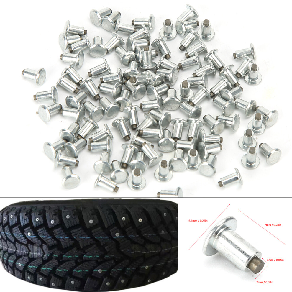 100Pcs 6.5Mm 0.3In Wheel Tire Stud Screws Anti Slip Nails For Car Motorcycle Atv Utv(Jx6.5-8-1 ) 7901323811959