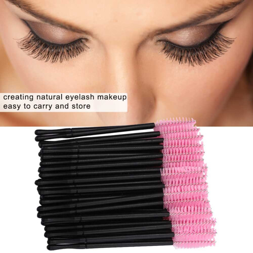 100pcs Disposable Eyelash Brush Mascara Wands Applicator Makeup Brush SetPink 2