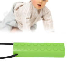 Silicone Building Blocks Teether Baby Chewing Pendant Necklace Teething StickGreen