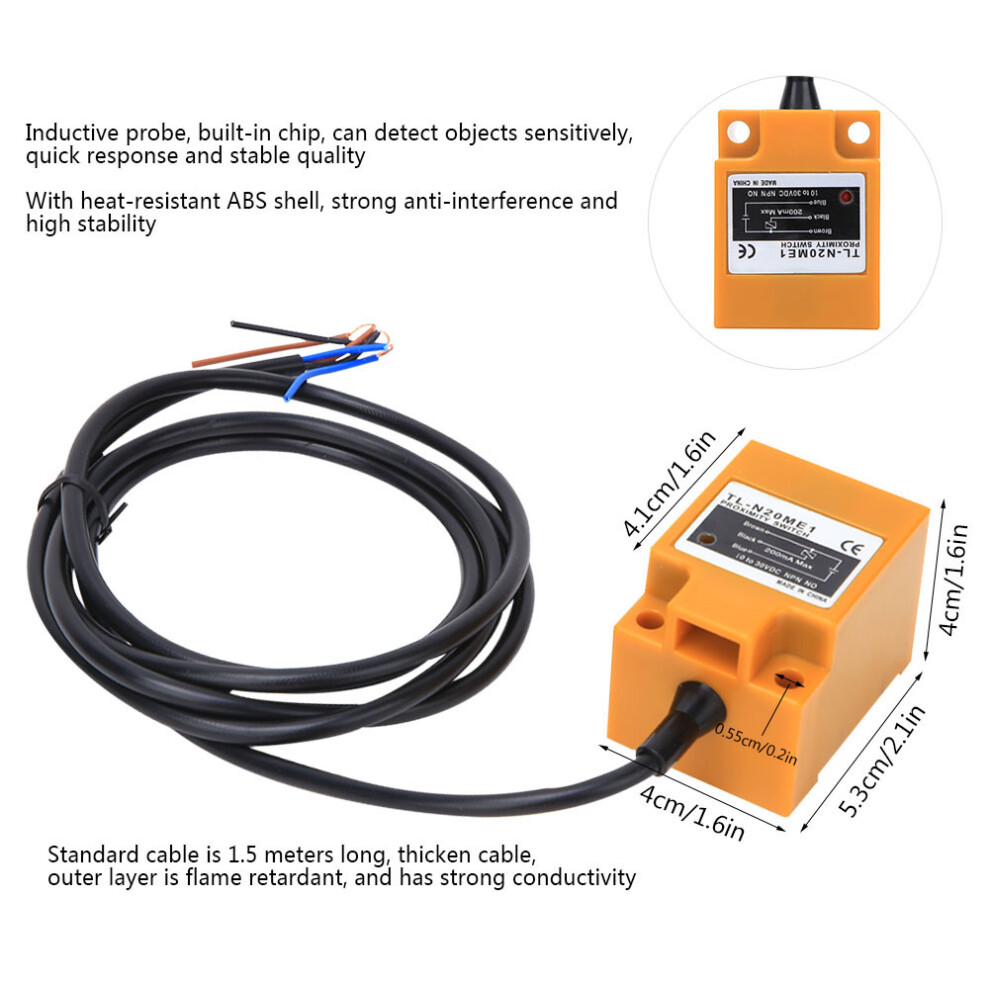 Berm Proximity Switch Sensor Inductive Probe Built In Chip 3 Wires Npn No Dc10-30Vtl N20me1 4691323815455