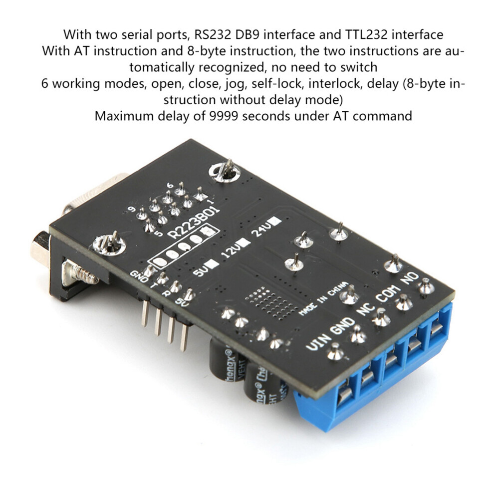 Rs232 Delay Relay Module 1 Channel Serial Port Uart Multifunctional Dc12v R223b01 8481323815571