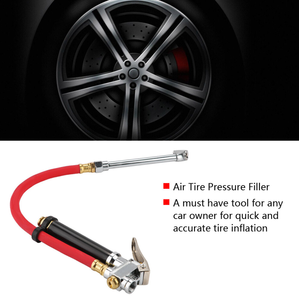 Handheld Car Air Tire Pressure Filler Fill Inflator Gauge Dual Chuck Air Compressor Hose Tool 4601323815881