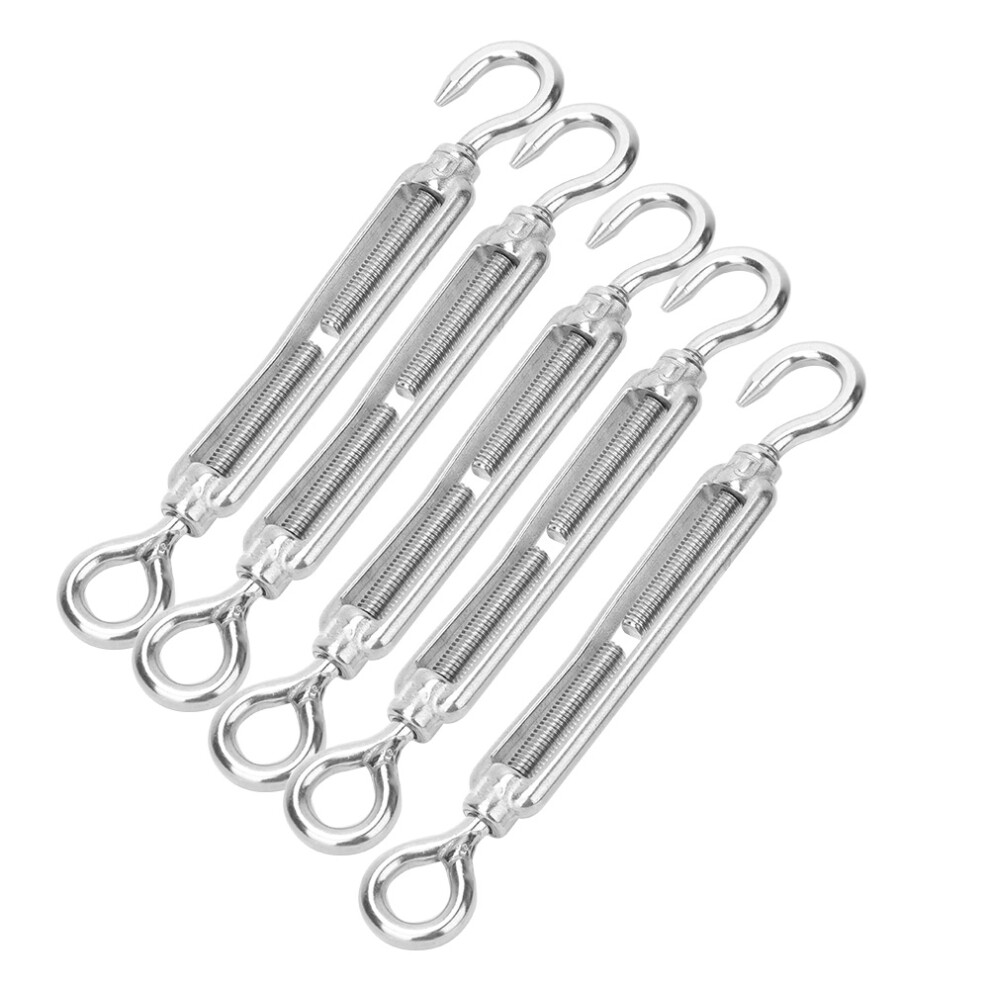 5Pcs 304 Stainless Steel Wire Rope Tension Tensioner Hook & Eye Turnbuckle For Indoor Outdoor(M6 ) 7651323818181
