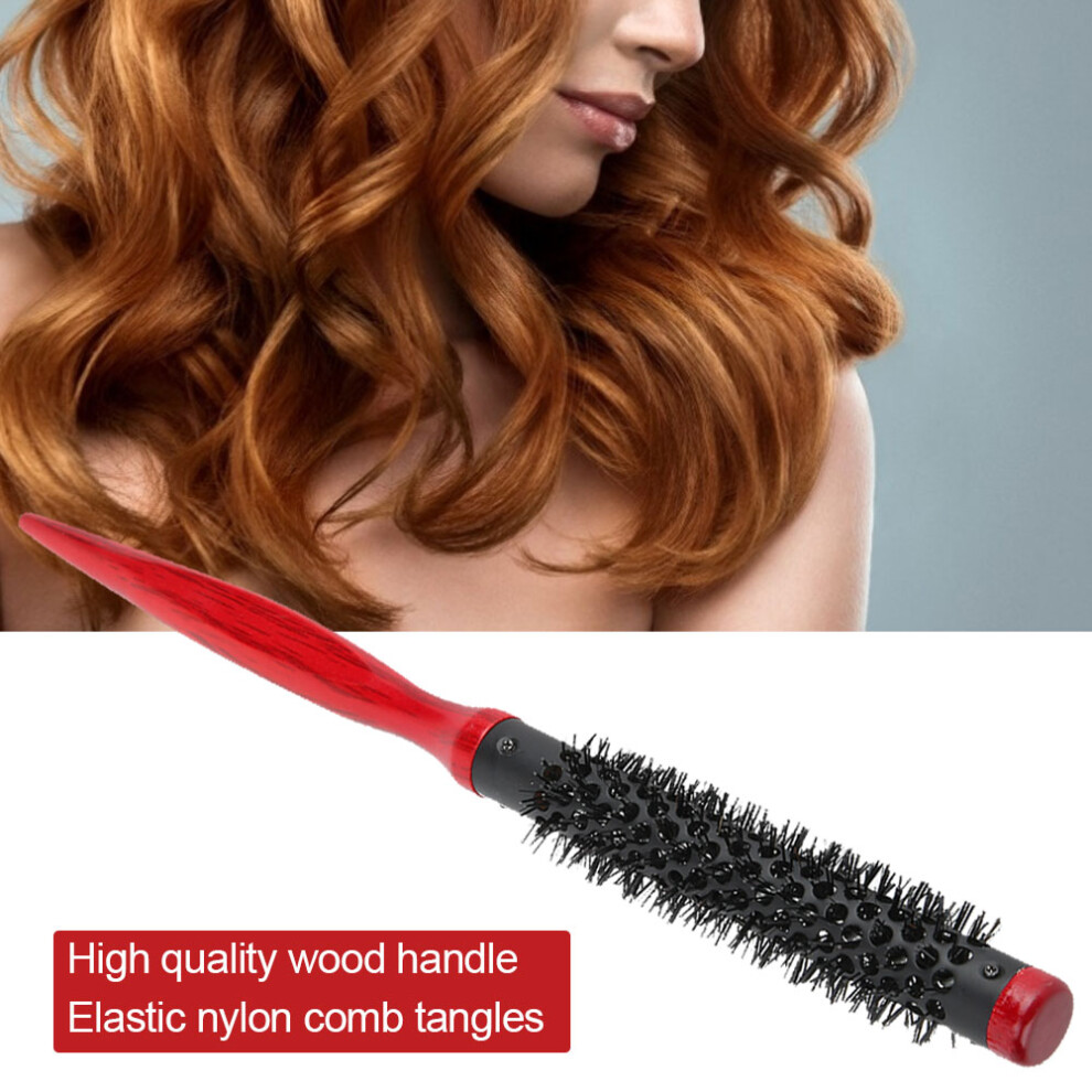 Unisex Roller Comb Wooden Pointed Tip Handle Nylon Bristles Hair Styling Brush Comb15