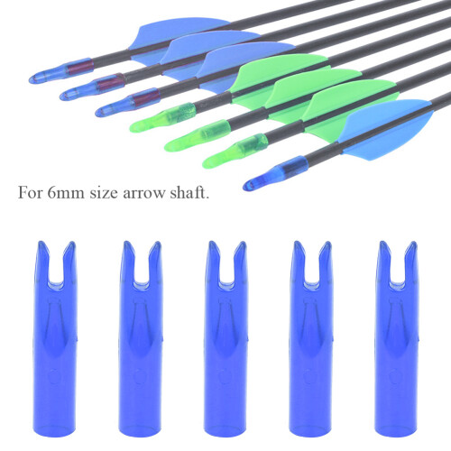 50Pcs Portable Plastic Bow Arrow Nock Insert Tail Archery Accessory for 6mm Shaftmentblue