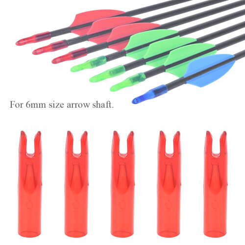 50Pcs Portable Plastic Bow Arrow Nock Insert Tail Archery Accessory for 6mm Shaftmentred