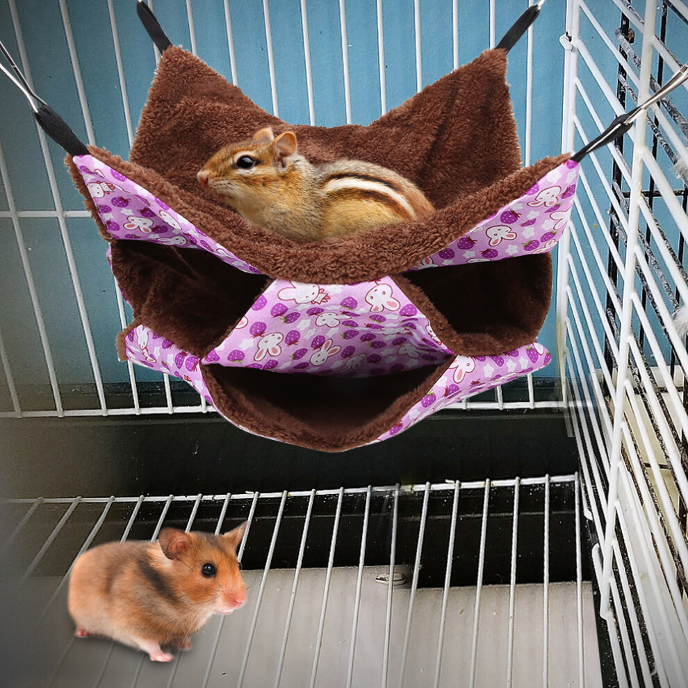 Three Layer Small Pet Warm Hammock Hanging Bed Sleeping Bag For Hamster Sugar Gilder Squirrelspurple 6941323833132