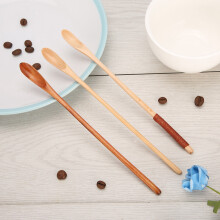 3Pcs Long Handle Wood Spoon Kit Coffee Milk Honey Mixing Stirring Spoon Kitchen Tableware