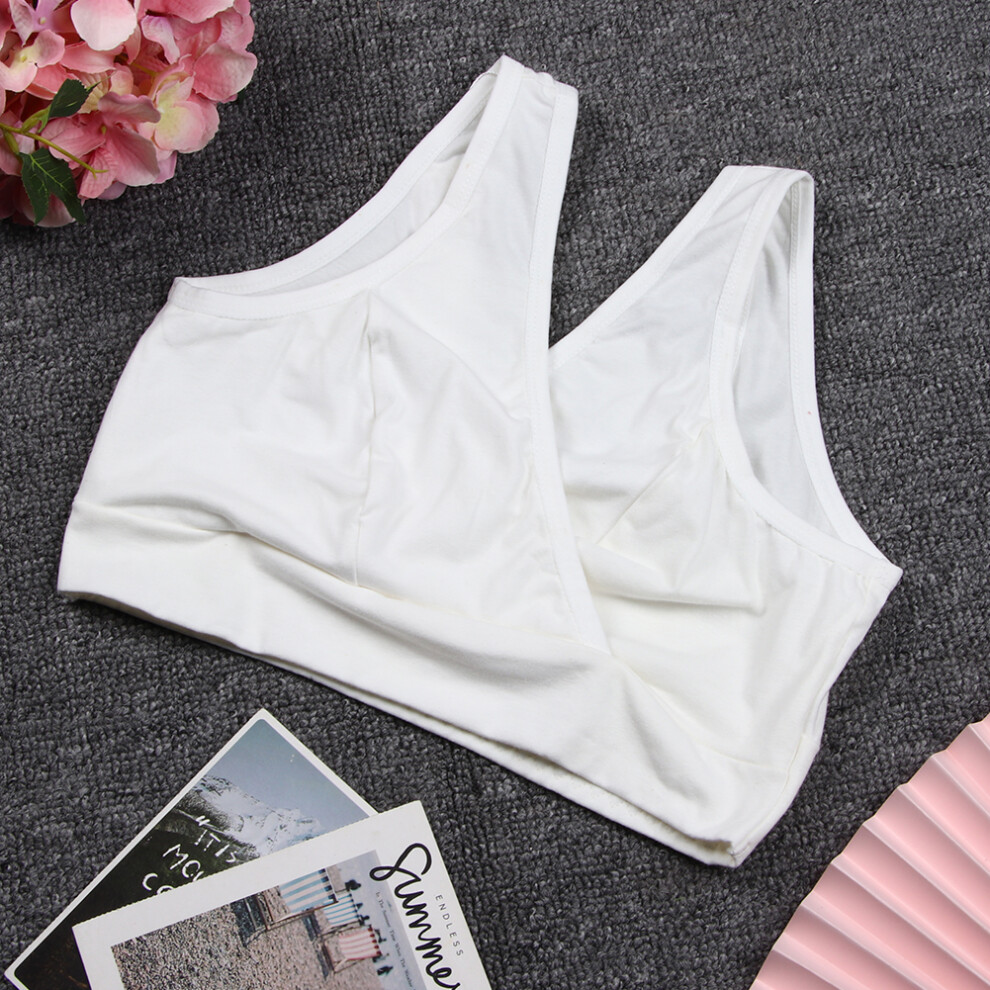 Cotton Pure Color Pregnant Women Wireless Breastfeeding Maternity Nursing BraWhite M