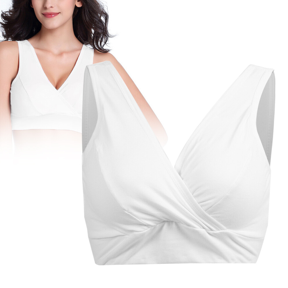 Cotton Pure Color Pregnant Women Wireless Breastfeeding Maternity Nursing BraWhite XXL