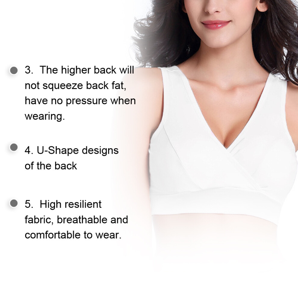 Cotton Pure Color Pregnant Women Wireless Breastfeeding Maternity Nursing BraWhite L