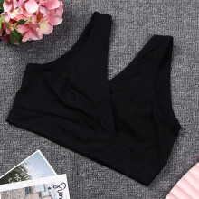 Cotton Pure Color Pregnant Women Wireless Breastfeeding Maternity Nursing BraBlack XXL