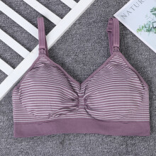 Stripe Pattern Wireless Nursing Bra Anti Sagging Pregnant Women Underwear(Purple L)