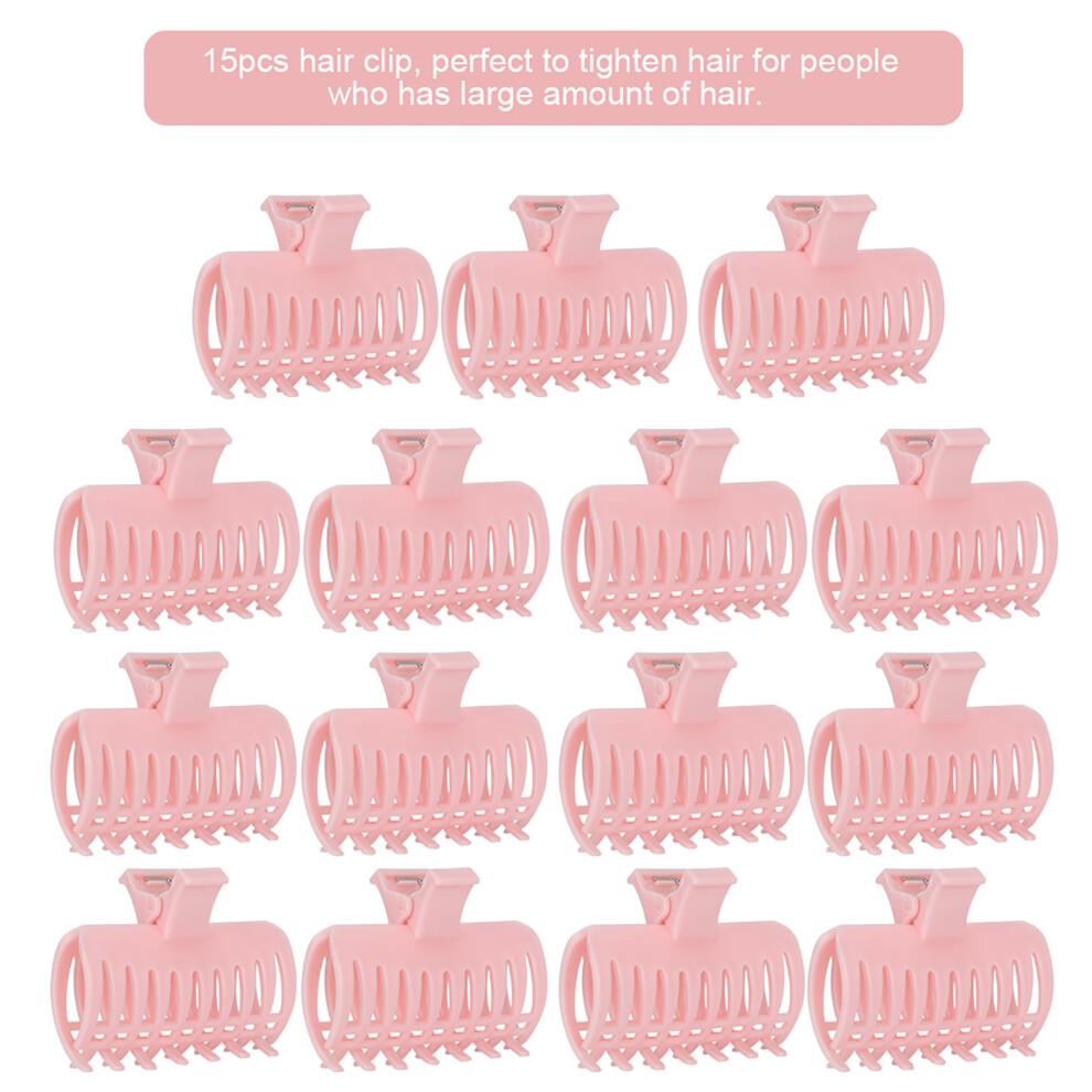 15Pcs/Set Curler Clip Hair Roller Fixing Clamp Holding Section Claw Hairdressing ToolPink