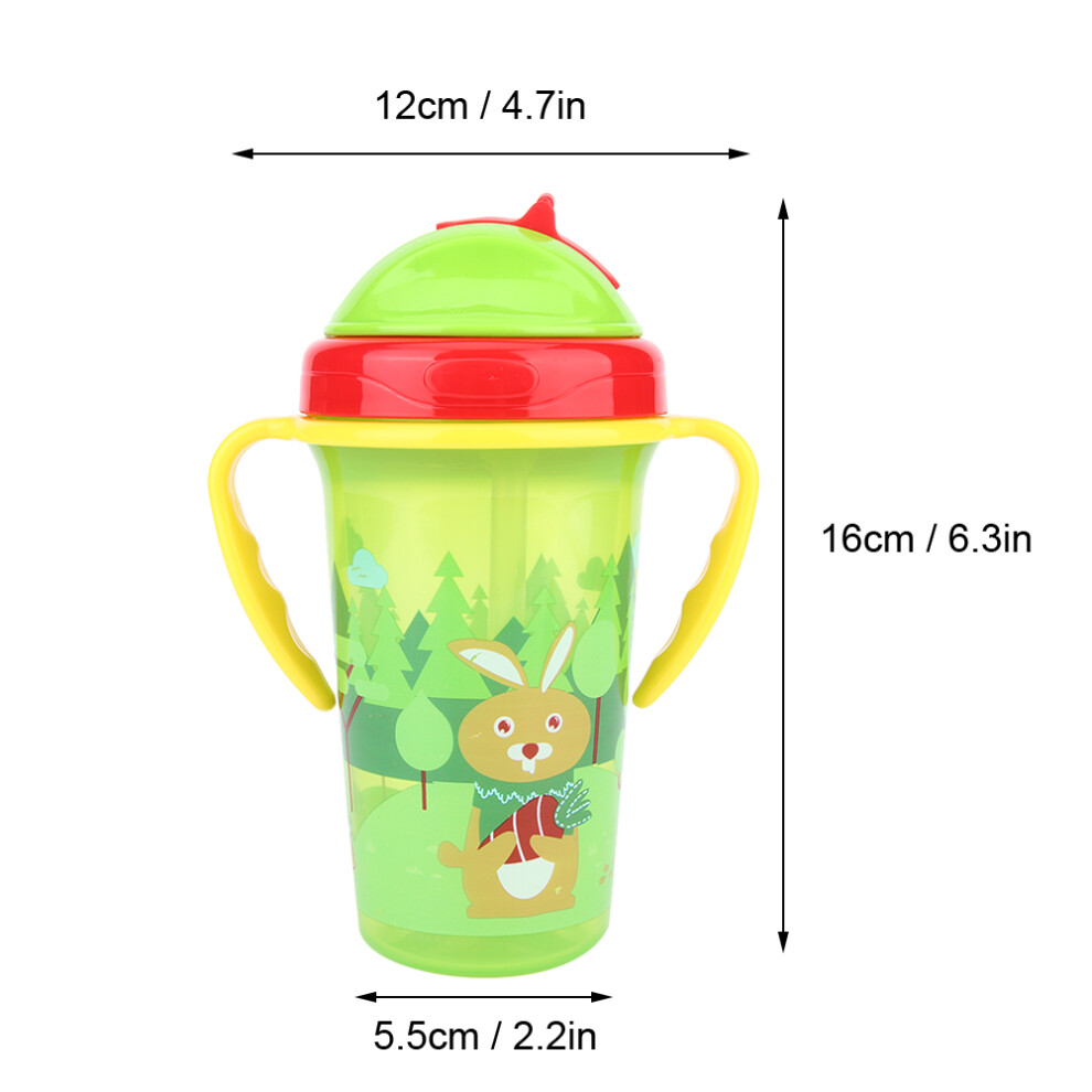 Cute Cartoon Baby Infant Cup With Handle Straw Toddler Training Drinking Bottlesgreen Blue
