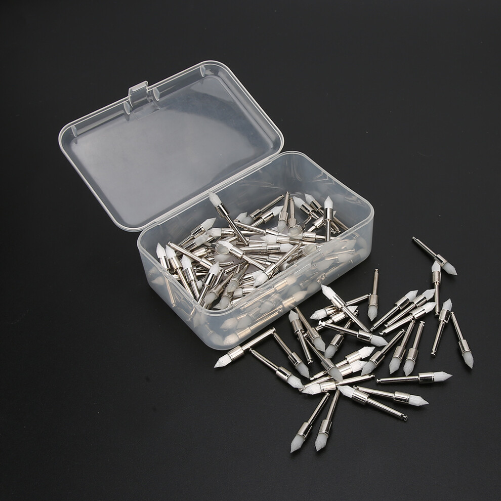 White 100Pcs Nylon Dental Teeth Polishing Brush Polisher Dental Supply With Storage Boxpointed Head