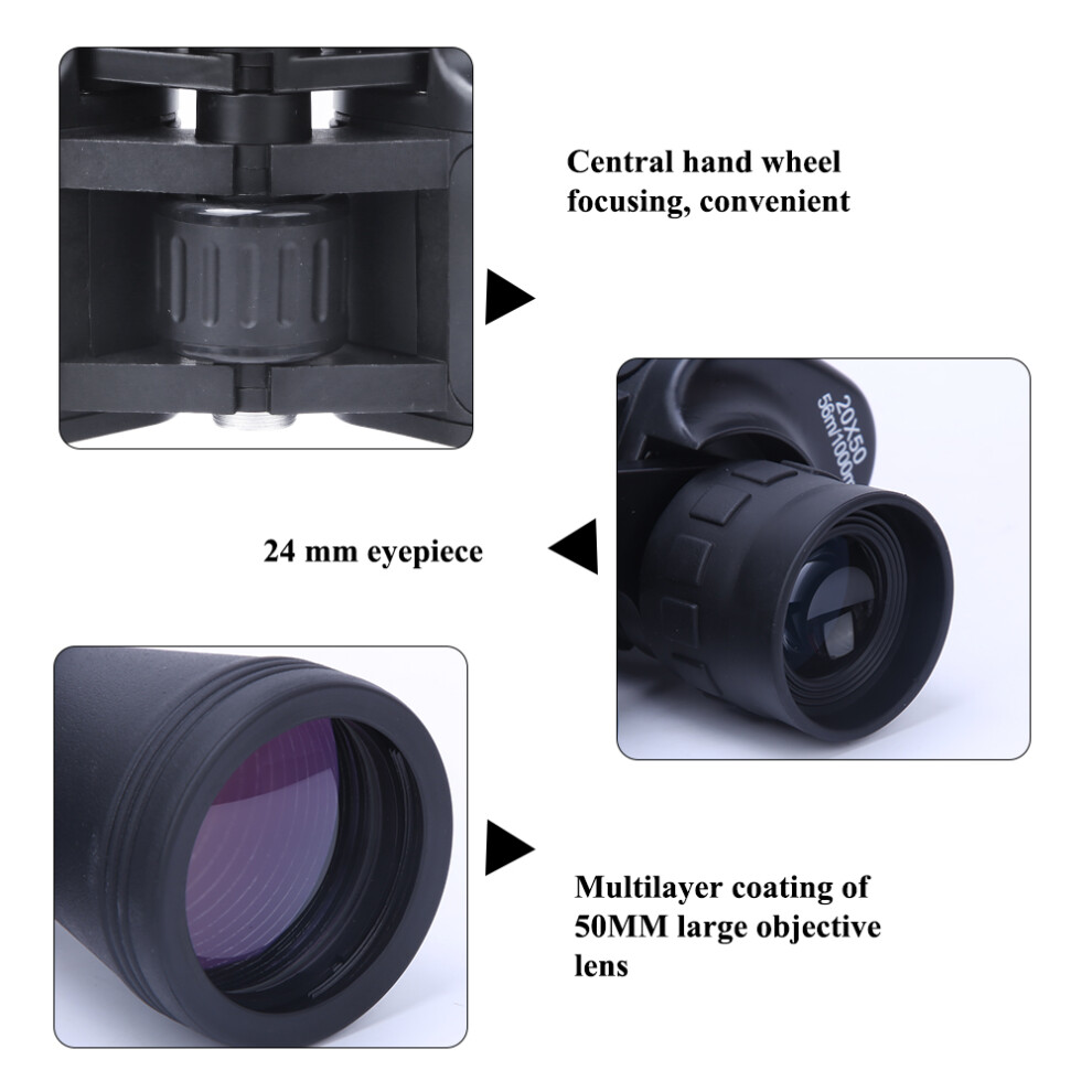 20X50 Plastic High Magnification Hd Telescope Outdoor Travelling Concert Large Eyepiece Binocularblack 9381323856996