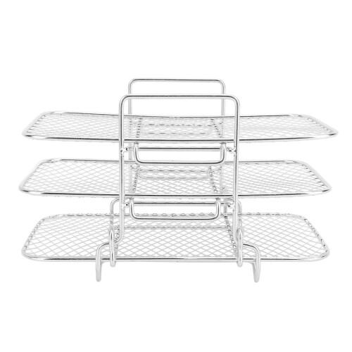 Stackable Grill Stainless Steel Rack Multifunctional Uniform Heating 3 Layer Fryer Rack Good Air Circulation