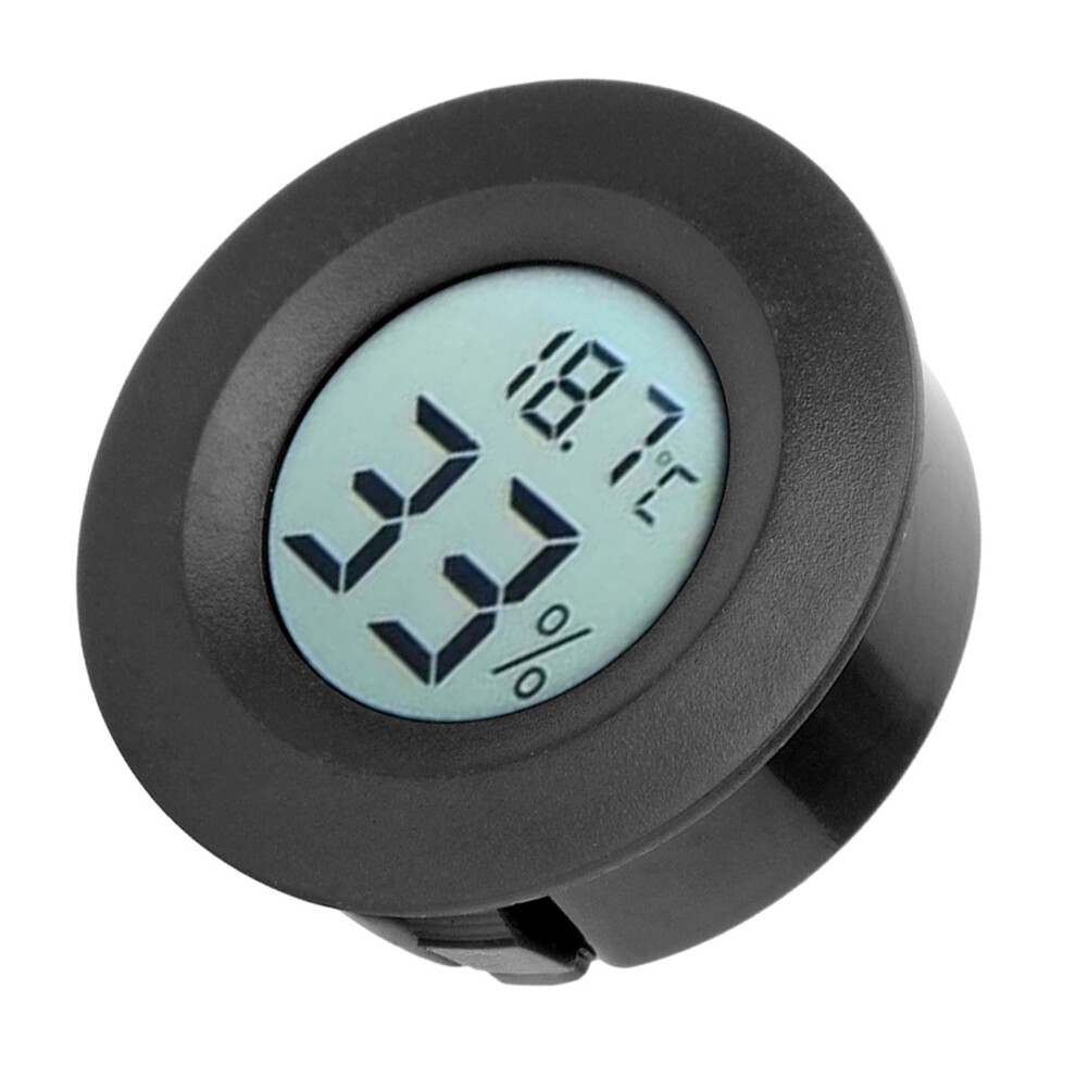 Mini Circular Embedded Digital LCD Thermometer Hygrometer Humidity Temperature Meter IndoorBlack