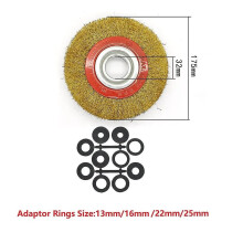 1pc 100/125/150/175/200mm Wire Brush Wheel with Adapter Rings Grinder Polishing Abrasive Tool for Metal