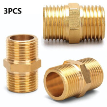 Brass Pipe Hex Nipple Fitting Air Line Hose Compressor Connector 1/4 inch BSP Male to Male Thread for
