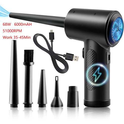 (100W Plus -1)Compressed Air Duster For Computer Keyboard PC Car Clean 51000 RPM USB Charging Portable 1