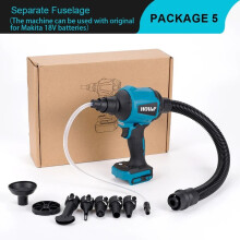 (Métal nu) Souffleur d'air sans fil 6 en 1 Mini souffleur de poussière électrique Gonfleur sans fil