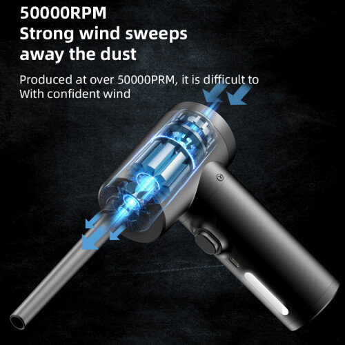 (black)Wireless Air Duster 50000 RPM Dust Blowing Gun USB Compressed Air Blower Cleaning For Computer 2